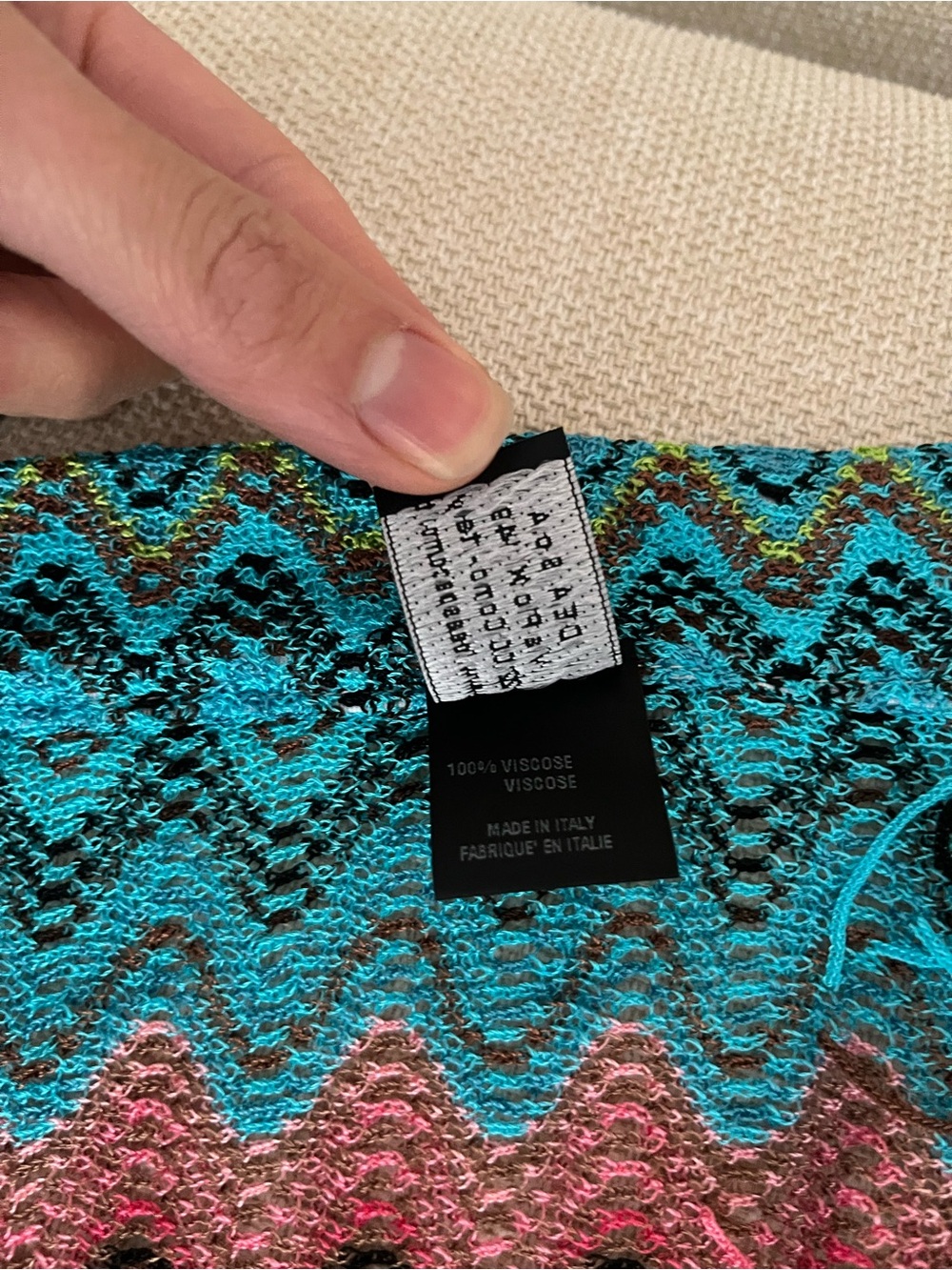 Missoni Mare Multicolor Chevron Knit Beach Pareo Blue Pink Brown - Picture 6 of 6